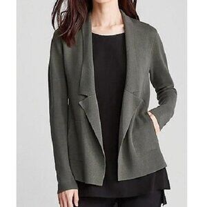 New w/Tags - Eileen Fisher Silk Cotton Interlock Notch Collar Jacket, Oregano, M